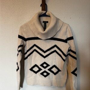 Vintage Ralph Lauren Cream and Black Cowl Neck Sweater